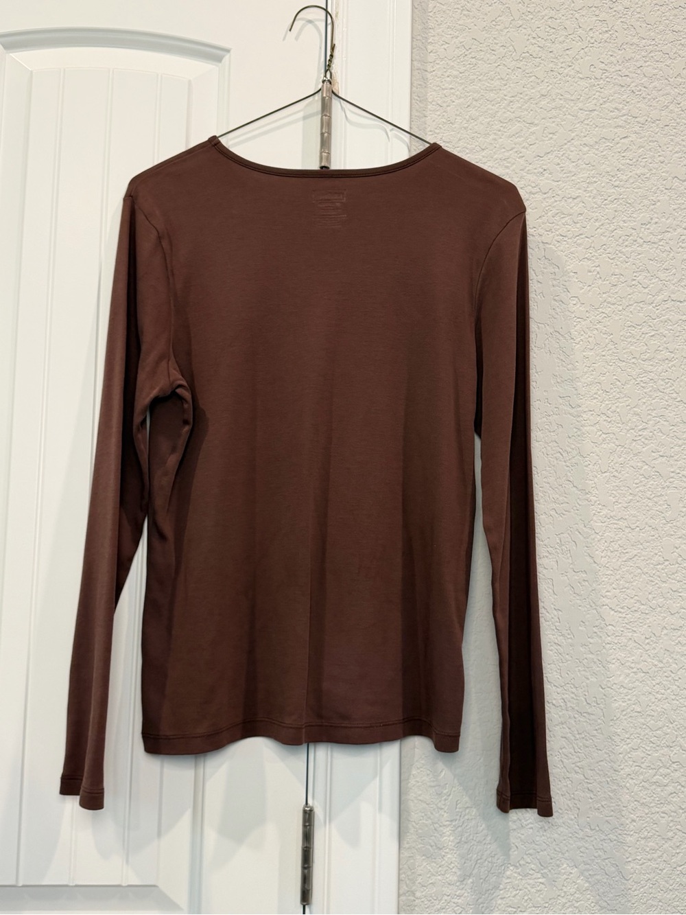 L.L. Bean Women's Long-Sleeve Crewneck Top in Chocolate Brown - Picture 3 of 3